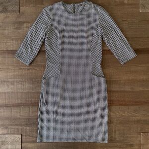 J. McLaughlin Black White Catalina Cloth Catalyst Dress Pockets Size Medium